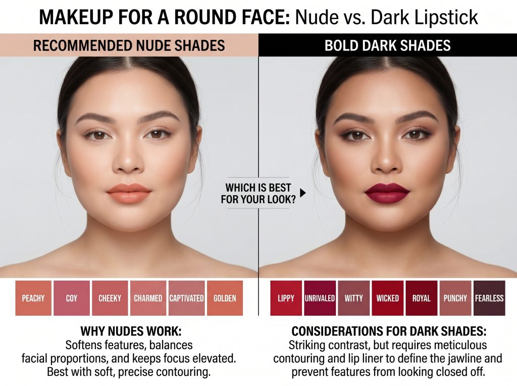 lips shade for round face